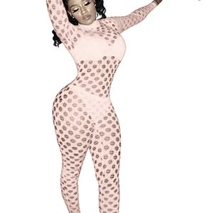 Sexy See Through Bodycon Jumpsuit Mesh Sheer Club Streetwear Rompers